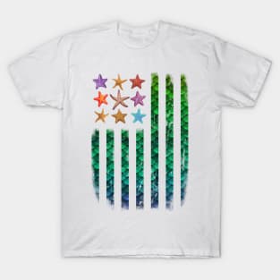 American Mermaid Flag Starfish & Stripes T-Shirt